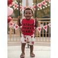 thumbnail image 5 of BemeyourBBs Valentines Day Baby Boys 2 Piece Outfits Toddler Baby Boy Summer Clothes Short Sleeve I Stole Mama's Heart Letter Embroidery Tops and Shorts Set, 5 of 9