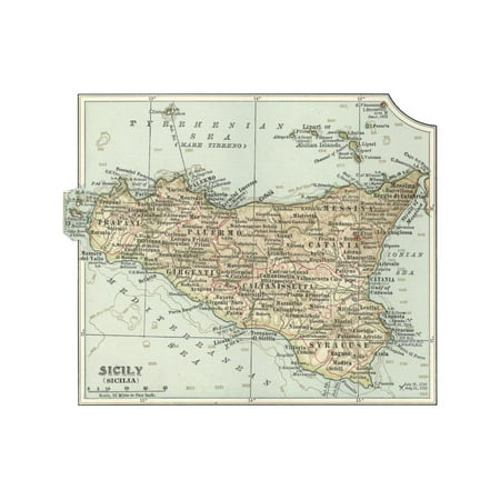 Plate 32. Inset Map of Sicily (Sicilia). Italy Print Wall Art By Encyclopaedia (Best Of Sicily Italy)