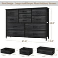 thumbnail image 3 of Finnhomy 11 Long Drawer Dresser, 45.3" Dresser TV Stand for 55'' TV Stand Entertainment Center, Bedroom Dressers with Drawers, Fabric Dressers for Bedroom Furniture Chests of Drawers, Black, 3 of 8
