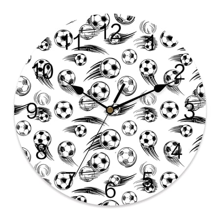 Wall Clock 14 Inch Soccer Football Round Silent Decorative Wall Clocks Battery Operated for Living photo Wall Clock 14 Inch Soccer Football Round Silent Decorative Wall Clocks Battery Operated for Living