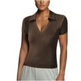 thumbnail image 2 of Teissuly Women's Sexy Casual Fashion Slim Bottom Wear Short-sleeved V-neck T-shirt, 2 of 6