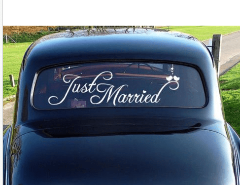 EB_ Just Married Wedding Car Vehicle Rear Window Banner Sticker Decal Decor Cool 
