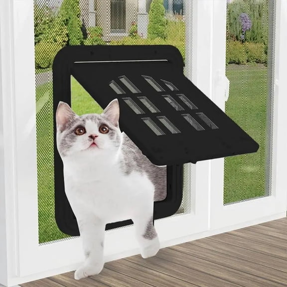 Pet Door Lockable Inside Door Flap Cat Window Door Cat Screens Barrier Sliding Door Window Screens Doggy Door Insert B,1 x Dog Door,Black