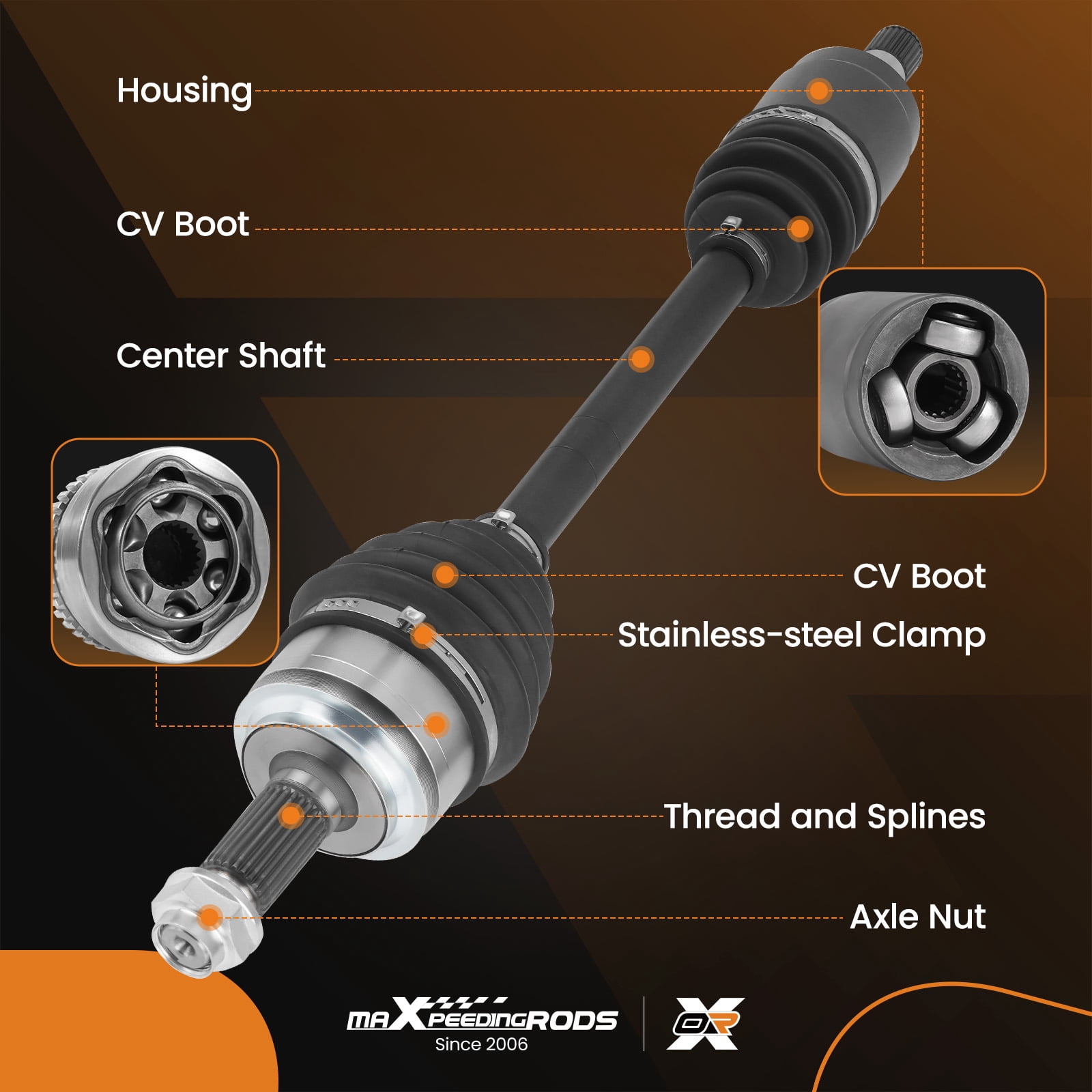 maXpeedingrods Pair (2) Front CV Axle Shaft Assembly for Honda Civic 2016-2021, FWD Automatic Trans L4 2.0L, CV Joint Axle Shaft Front Passenger Driver Side