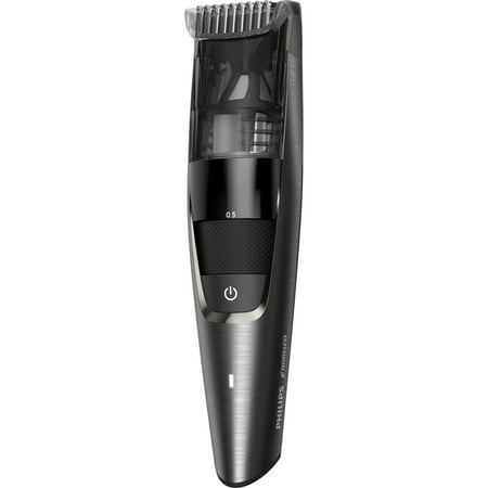 Philips Norelco Beard Trimmer Series 7500, BT7517/49 - ergonomic easy grip, premium beard, mustache, and stubble trimmer with power vacuum, steel blades, cordless, and washable