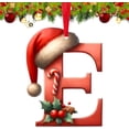 thumbnail image 1 of Ornements de Noël Alphabet Personnalisés - 26 Lettres Rouges avec Chapeau de Père Noël, Ornements de Lettres de Noël Personnalisés pour Décorations d'Arbre de Noël, Cadeaux de Fête du Nouvel An 2d Intérieur & Extérieur (E), 1 of 6