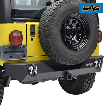 EAG Rear Bumper with D-Ring in Black Textured - fits 87-06 Jeep Wrangler