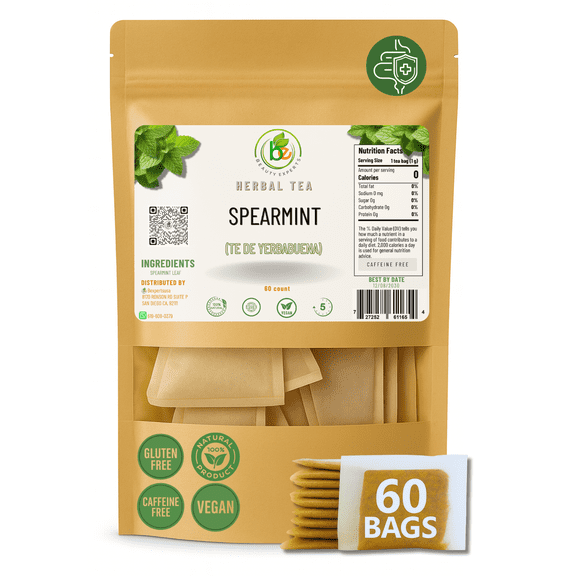 Yerbabuena Té (Spearmint Tea) – 60 Tea Bags – 100% Natural, Vegan, Herbal – Gluten-Free, Non-GMO – by Bexpertsusa