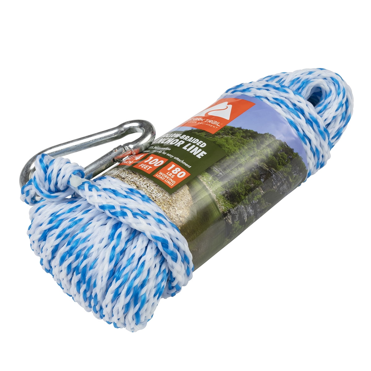 Ozark Trail Marine 1/4 in. x 100 ft. Hollow-Braided Polypropylene Anchor Line