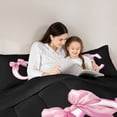 thumbnail image 5 of Erosebridal Aesthetic Coquette Bowknot 7-Piece Twin Bedding Sets For Girls,Personalized Letter C Monogrammed Kids Bedding Comforter Set,Reversible Black, 5 of 7