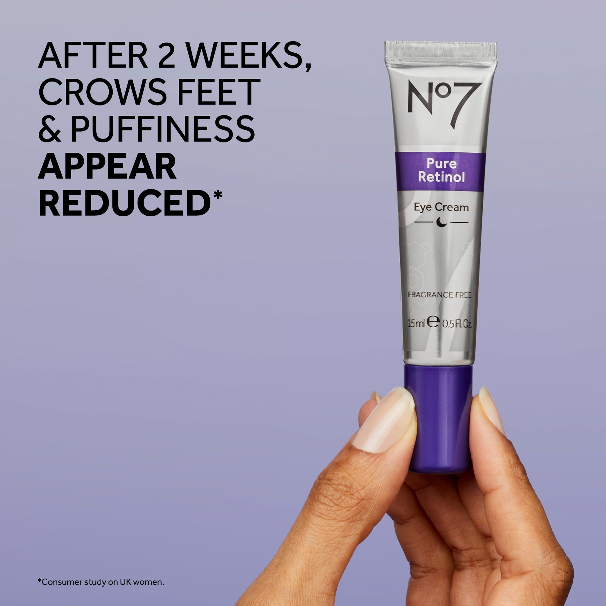 No7 Pure Retinol Eye Cream with Collagen Peptides & Shea Butter, Fragrance Free, 0.5 oz