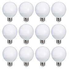 - Lighting Science Decorative Frosted Globe Vanity Light Bulbs, Round, G25, E26 Base, 60 Watt Equivalent Soft White (12 Pack)