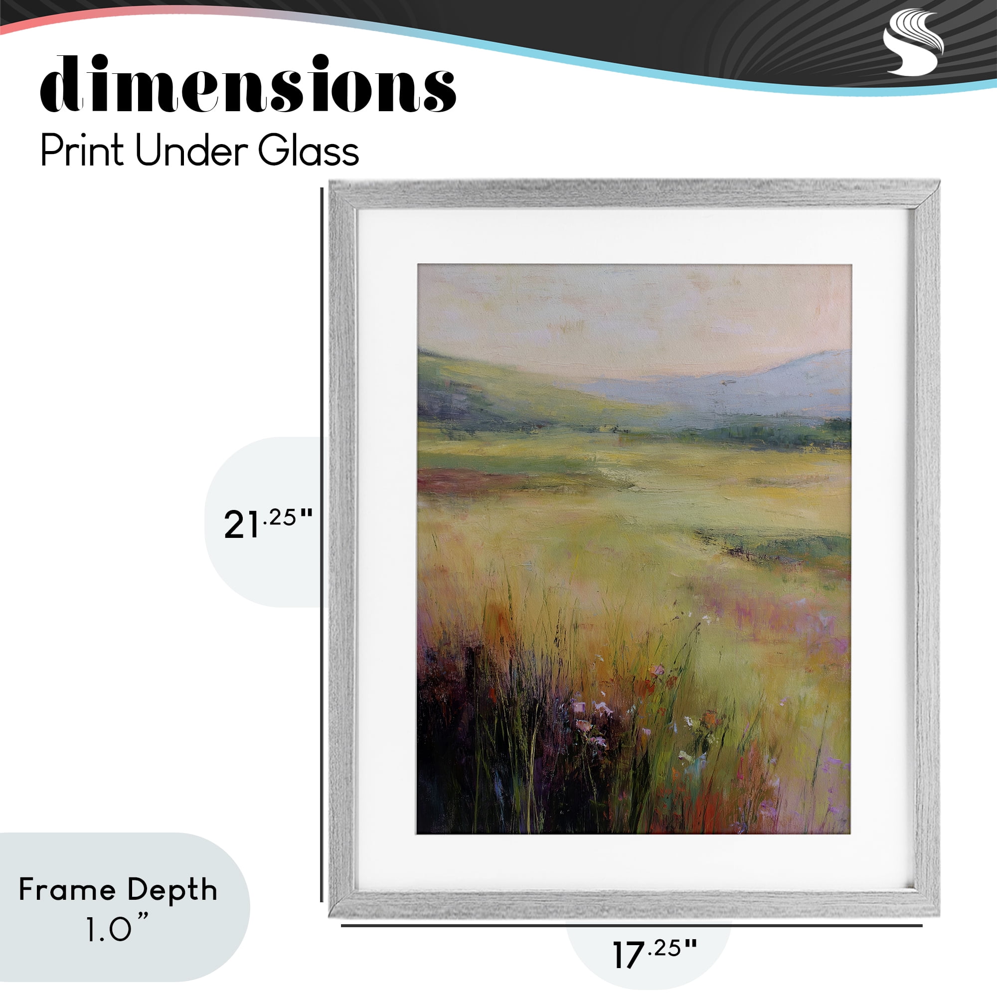 Stupell Industries Green Valley View Gray Framed Print Under Glass, design by Svetlana Aleynikova