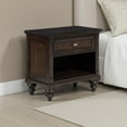 thumbnail image 6 of Meon Nightstand w Drawer and Open Cubby Shelf, Dark Oak Brown Wood, 6 of 6