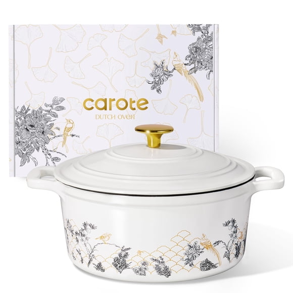 Olla Holandesa Carote de Hierro Fundido Esmaltado Blanca 5QT