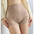 thumbnail image 4 of PiGOGI Women's Plus Size Lace Underwear - High Waist Hip Shaping Safety Pants - M to 3XL Comfortable Briefs Beige, 4 of 4