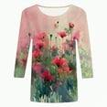 thumbnail image 4 of Towmus Womens Tops Elbow-Length Graphic Crew Neck Women's Casual 3/4 Sleeve T-Shirts Cute Tunic Tops Basic Tees Blouses Loose Fit Pullover Shirt, 4 of 4