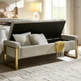 thumbnail image 3 of Tina's Home 55" Upholstered Storage Bench with Soft-Close Lid, Extra Deep Hidden Storage Ottoman with Metal Legs for Bedroom Entryway, Beige, 3 of 9