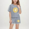 thumbnail image 2 of Fesfesfes Boys and Girls' Fashion Printed Short Sleeve Button-Down Top and Shorts Set Casual 2 Piece Summer Outfits,Round Neck Breathable Clothing Sets,Cute Playwear for Children(Gray#1,9 Years), 2 of 8