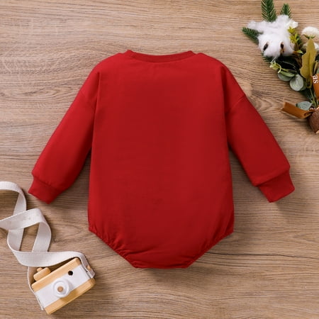 

Quealent Baby Bodysuit Winter Long Sleeve Bodysuit Baby Boy Baby Boy Girl Outfit Santa Claus Long Sleeve Shirt Romper Onesie My First Christmas Fall Winter Clothes Red 18-24 Months