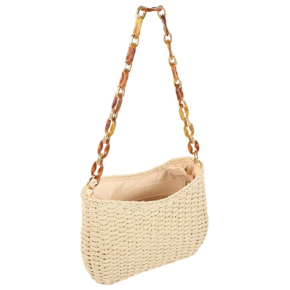 PAMINGONO 1Set Woven Tote Handbag Rectangular for Women Outdoor Picnics 18.47X10.61X7.66in