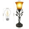 thumbnail image 7 of Touch Control Table Lamp with USB Port, 3-Way Dimmable Bedside Nightstand Lamp, Amber Glass Shade Vintage Rural Leaf Flower Lamp for Bedroom, Living Room (Set of 2, Bulbs included), 7 of 7