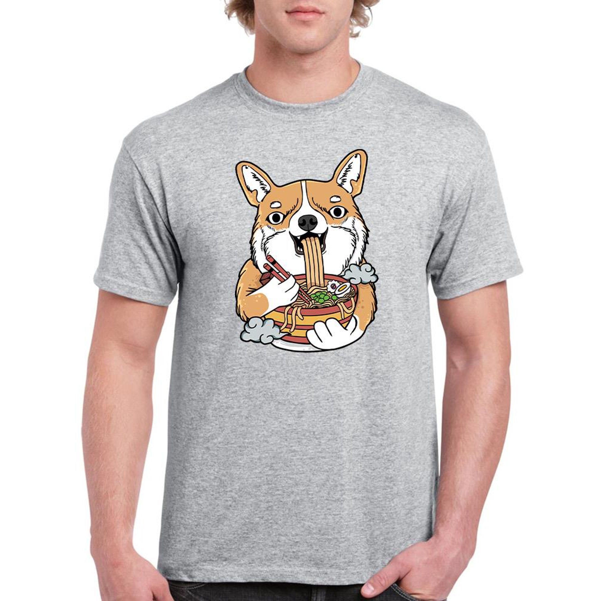 Corgi Eating Ramen T-Shirt Men -Image by Shutterstock Male 3X-Large