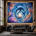 thumbnail image 6 of Dolphins Swimming Through Blue Floral Waves, Dreamy Coastal Style for Ocean Lovers, Dolphin Wall Art, Housewarming Gift, Tapestry Wall Hanging for Bedroom and Living Room, 6 of 7
