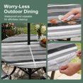 thumbnail image 3 of Round Outdoor Tablecloth with Umbrella Hole and Zipper, Grey Nordic Style Stripes Fitted Table Cover with Elastic Edge for 36-44 Inch, Black Gray Texture Waterproof Patio Tablecoths for Picnic, 3 of 9