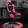 thumbnail image 2 of Costway Massage Gaming Chair Reclining Racing Office Computer Chair with Footrest Pink, 2 of 12