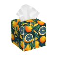 thumbnail image 1 of Balery Fresh Orange Porta Pañuelos de Cuero con Estampado – Funda Moderna Cuadrada para Caja de Pañuelos, Dispensador 5x5x5'', 1 of 7