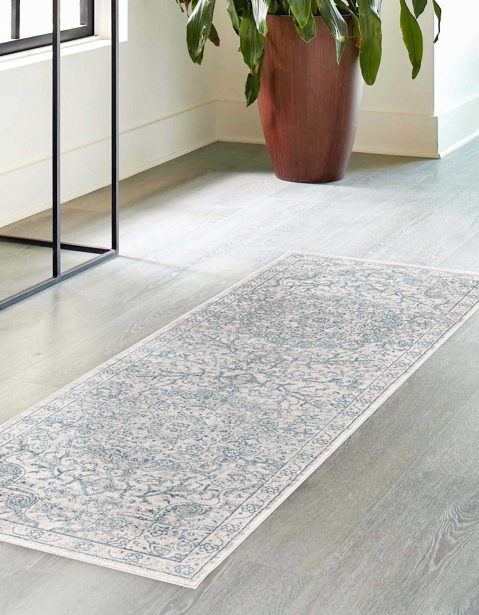 Rugs.com Newport Collection Rug – 2' x 8' Runner Gray Medium Rug Perfect For Hallways, Entryways