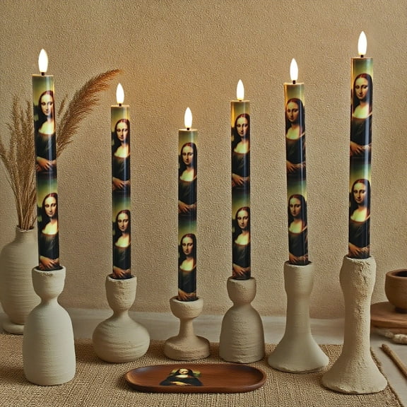 3PCS Printed Flameless Taper Candles , 10 Inch LED Candlesticks Battery Operated with 11-Key Remote for Wedding Party Home Decor