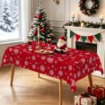 thumbnail image 3 of Red Christmas Snowflake Tablecloth,60x70 Inch,Waterproof Polyester Table Cover for Indoor Outdoor Holiday Decor, 3 of 6