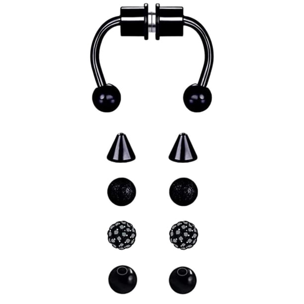 Anillos magnéticos para la nariz del tabique Sunnimix Acero inoxidable herradura Acrílico negro