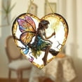 thumbnail image 4 of Qiweii Winged Angel Fairy with Heart Acrylic Ornament, Hand-Painted Sun Catcher for Window, Garden Decor, Hanging Circle Plaque for Home, Nursery, Porch, 4 of 7
