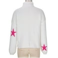 thumbnail image 6 of Women's Oversized Turtleneck Sweater Star Pattern Drop Shoulder Long Sleeve Knit Top Casual Pullover White L, 6 of 8