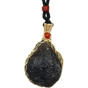Cintamani Saffordite Stone 14K Gold Plated Necklace,Obsidian Tektites Raw Crystals,Irregular Shape