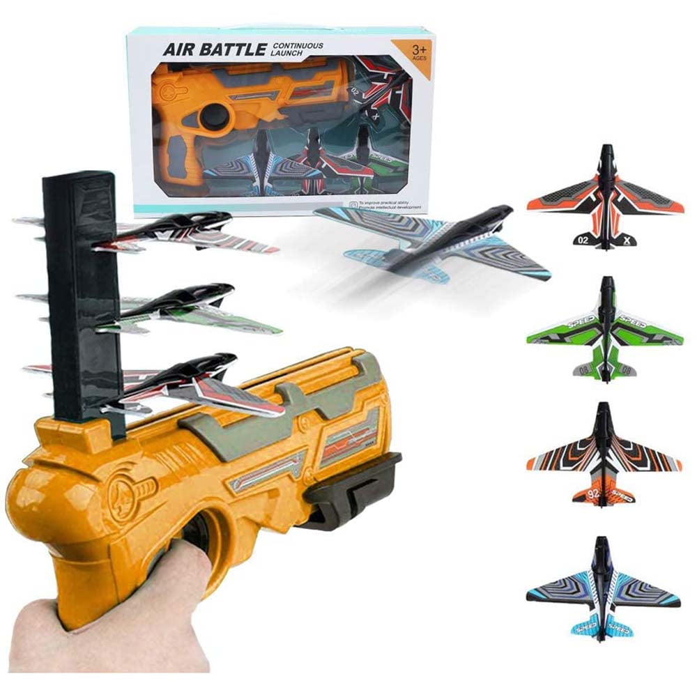 4 Catapult Plane and One Click Ejection Model Catapult Plane 2021 New Hot Toy Gift Toys for Boys and Girls Age 3+ Years Old Shooting Game Toy for Kids Aircraft Launcher