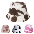thumbnail image 4 of jiaroswwei Cow Print Thickened Bucket Hat Plush Wide Brim Foldable Unisex Fisherman Cap Fashion Accessories, 4 of 8
