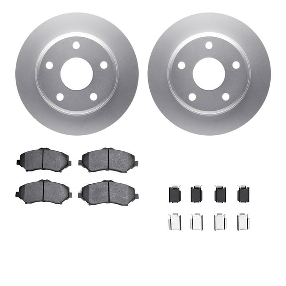 Dynamic Friction Company Front Geospec Brake Rotors with Heavy Duty Brake Pads includes Hardware 4212-40143