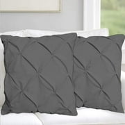 Cotton Metrics Heavy Quality Pinch Pleated European Square Pillow Shams Set of 2 Gray 600TC 100% Organic Cotton Euro 26X26 Gray Pillow Shams Cushion Cover, Decorative Pinch Pillow Covers