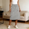 thumbnail image 2 of DHFJKG Womens Cargo Skirts Elastic Waist Utility Loose Fit A Line Mini Skirts With Multi Pockets Soft Skirt, 2 of 6