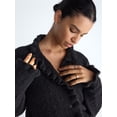 thumbnail image 4 of Free Assembly Women's Ruffle Neck Pointelle Cardigan Sweater, Midweight, Sizes XS-XXL, 4 of 5