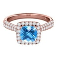 thumbnail image 2 of Mauli Jewels Rings for Women 0.95 Carat Diamond And Cushion Cut Blue Topaz Ring 4-prong 10K Rose Gold, 2 of 7