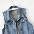 thumbnail image 6 of Gytharion Women's Denim Vests Casual Fashion Vintage Jean Vests Lapel Button Down Sleeveless Jackets with Pockets, 6 of 7
