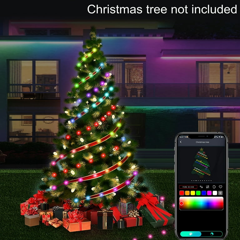  Clearance Smart Christmas Tree LED Strip Lights with Star  Topper, Smart Leather Line Bar, 15 Million Colors with App Control and  Music Sync LED Lights for Outdoor Indoor Xmas Tree Decor 