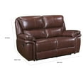 thumbnail image 5 of Benjara Jack 66 Inch Manual Recliner Loveseat, Plush Brown Top Grain Leather, Wood-Color:BrownMaterial, 5 of 6