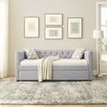 thumbnail image 3 of Gewnee Mid-Century Twin Size Upholstered Daybed with Trundle, Grey Linen Tufted Design & Nailhead Trim, for Living Room Guest Room, 3 of 12