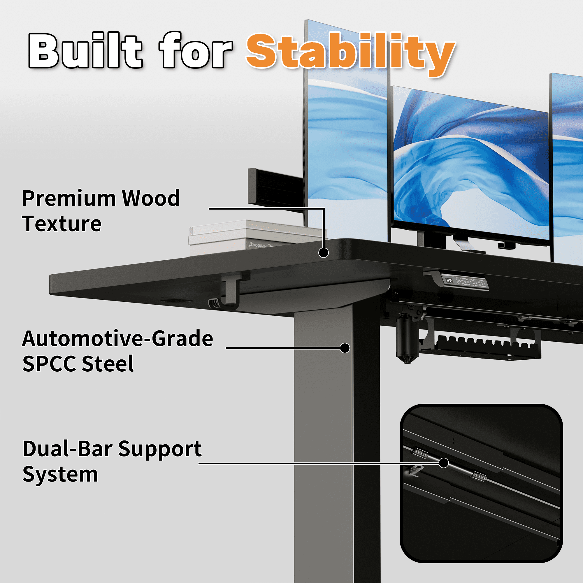 Bashaw 71 Inch Electric L Shaped Standing Desk, Height Adjustable Standing Corner Desk with 3 Memory Presets, Ergonomic Workstation Office Desk for Home/Office